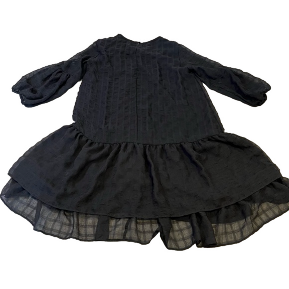InWear Copenhagen Black Sheer Tiered Babydoll Dress, Balloon Sleeves, Size 4 - Picture 5 of 16